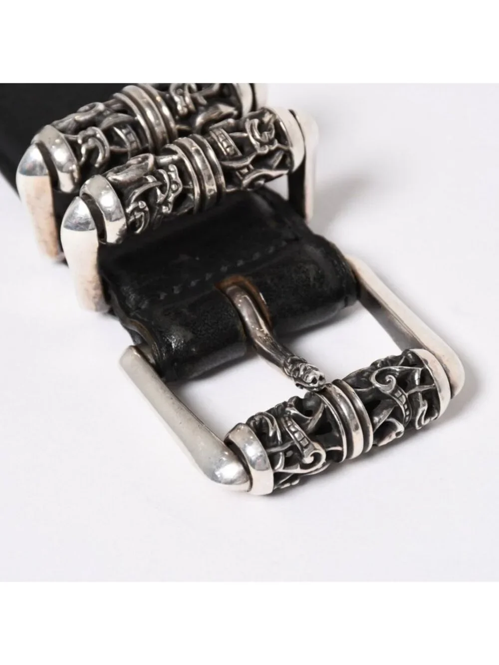 Chrome Hearts Blt Roller Belt 32 Black Leather 925 Sterling Silver